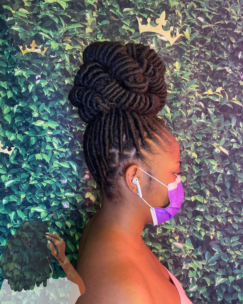 faux locs up do